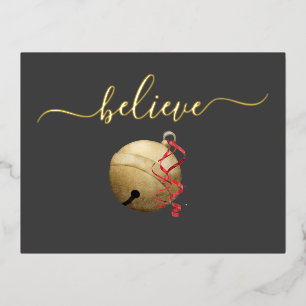 Carte Postale De Vacances En Aluminium Gold Foil CROYEZ Jingle Bell