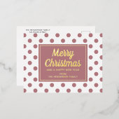 Carte Postale De Vacances En Aluminium Gold Script Dusty rose Pois Joyeux Noël (Recto/Verso)