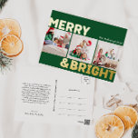 Carte Postale De Vacances En Aluminium Gras moderne vert 3 photo Joyeux et brillant or<br><div class="desc">Envoyez des voeux chauds cette saison de vacances avec cette carte postale de vacances unique et mignonne, vert moderne et audacieuse 3 photo joyeuse et feuille d'or brillant. Son design simple et minimaliste présente des éléments d'inspiration boho en feuille d'or. Célébrant l'esprit festif de décembre, ce design apporte une touche...</div>