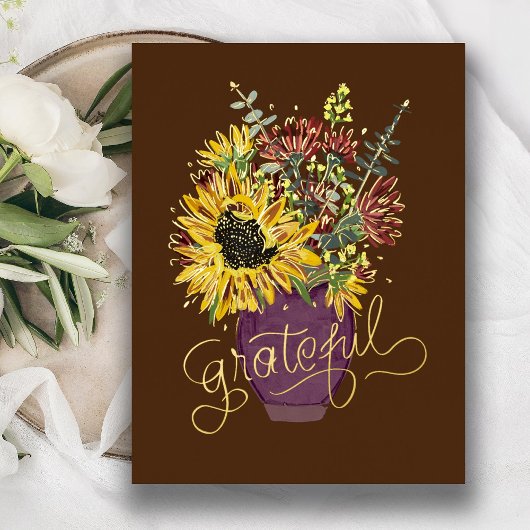 Carte Postale De Vacances En Aluminium Gratuit Thanksgiving Bouquet Gold