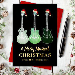 Carte Postale De Vacances En Aluminium Guitares de Noël Métal Doré Personnalisé