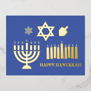 Carte Postale De Vacances En Aluminium Happy Hannukah menorah dreidel