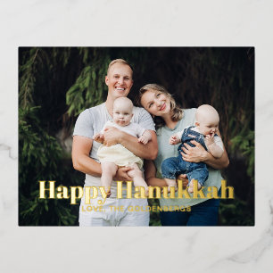 Carte Postale De Vacances En Aluminium Happy Hanoukka typographie moderne photo personnal