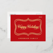 Carte Postale De Vacances En Aluminium Happy Holidays Classic Gold Frame (Recto/Verso)