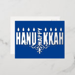 Carte Postale De Vacances En Aluminium Heureux Hanoukka Menorah<br><div class="desc">.Célébrez huit jours et huit nuits du Festival des lumières avec des cartes Hanoukka et des cadeaux. La fête des lumières est ici. Allumez la menorah, jouez avec le dreidel et festoyez sur les latkes et les sufganiyots. Célébrez l'esprit d'Hanoukka avec vos amis, votre famille et vos proches en leur...</div>