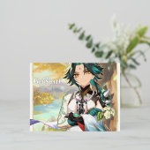 CARTE POSTALE DE VACANCES EN ALUMINIUM IMPACT XIAO GENSHIN (Debout devant)