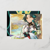 CARTE POSTALE DE VACANCES EN ALUMINIUM IMPACT XIAO GENSHIN (Recto/Verso)