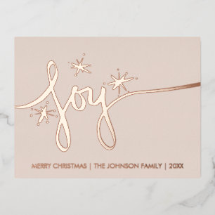 Carte Postale De Vacances En Aluminium Joie de Noël Blush Hand Lettering Pressé Feuille