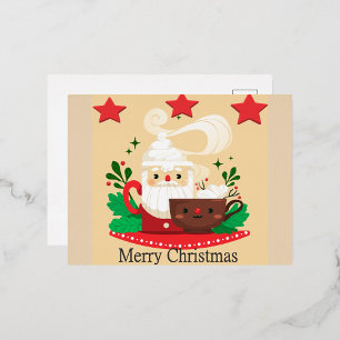Carte Postale De Vacances En Aluminium Joie de Noël Santa Cocoa