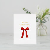 Carte Postale De Vacances En Aluminium Joli Noël Rouge Bow (Debout devant)