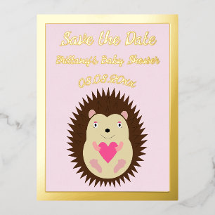 Carte Postale De Vacances En Aluminium Jolie Bébé Fille Hérisson Baby Shower Rose