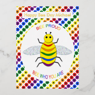 Carte Postale De Vacances En Aluminium Jote LGBT Bee Fier Arc-en-ciel et Fleurs Anniversa