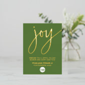 Carte Postale De Vacances En Aluminium Joy Business Noël Salutation Vert Feuille Or (Debout devant)