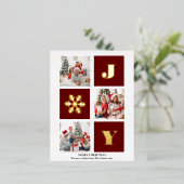 Carte Postale De Vacances En Aluminium JOY Elegant Gold Snowflakes Modern Script Photo (Debout devant)