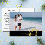 Carte Postale De Vacances En Aluminium Joy Love Peace Grande photo Lettre de Noël Noir<br><div class="desc">Envoyez des voeux de vacances spéciales avec cette carte postale festive avec "JOY" dans une police de typographie dessinée à la main en papier or véritable - mise contre votre photo personnalisée et votre bordure noire. Ajoutez facilement votre nom et le texte personnalisé à l'avant et votre propre salut de...</div>