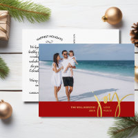 Joy Love Peace Grande photo Lettre de Noël Rouge