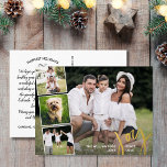 Carte Postale De Vacances En Aluminium Joy Peace Love Calligraphie Photo Collage Gold<br><div class="desc">Envoyez des voeux de vacances avec cette carte postale festive avec "Joy" en police de caractères de typographie à la main en véritable feuille d'or - ainsi que 4 de vos photos préférées entourées d'une bordure blanche. Ajoutez facilement votre propre salutation de vacances dactylographiée à l'arrière ou supprimez la note...</div>