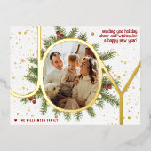 Carte Postale De Vacances En Aluminium Joy Pine Boughs Wreath Christmas Photo Real (Recto)