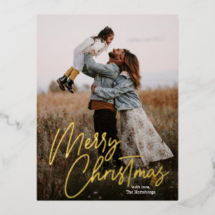 Carte Postale De Vacances En Aluminium Joyeuse calligraphie de Noël Letting Photo