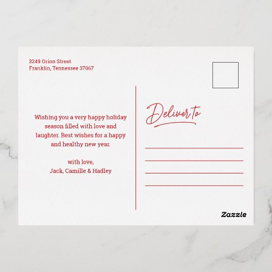 Carte Postale De Vacances En Aluminium Joyeuse calligraphie de Noël Letting Photo (Verso)