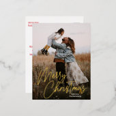 Carte Postale De Vacances En Aluminium Joyeuse calligraphie de Noël Letting Photo (Recto/Verso)