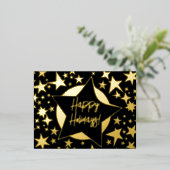 Carte Postale De Vacances En Aluminium Joyeuses fêtes Black et Gold Stars Noël (Debout devant)