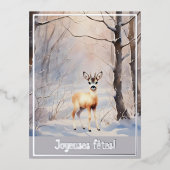 Carte Postale De Vacances En Aluminium Joyeuses fêtes - chevreuil (Recto)