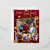 Carte Postale De Vacances En Aluminium Joyeuses Fêtes Flocon de neige 4 Photos Collage Fa (Recto/Verso)