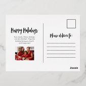 Carte Postale De Vacances En Aluminium Joyeuses fêtes | Gold Foil Multi Photo Grid (Verso)