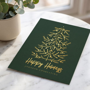 Carte Postale De Vacances En Aluminium Joyeuses Fêtes Moderne Sapin de Noël Simple