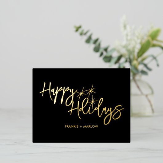 Carte Postale De Vacances En Aluminium Joyeuses fêtes Noël Affaires Logo noir (Debout devant)