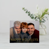 Carte Postale De Vacances En Aluminium joyeuses LIGNES D'OR joyeuses fêtes photo noël (Debout devant)