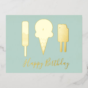 Carte Postale De Vacances En Aluminium Joyeux Anniversaire Glace Feuille De Papier D'Alum