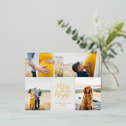 Carte Postale De Vacances En Aluminium Joyeux et brillant Photo Noël Foil (Debout devant)