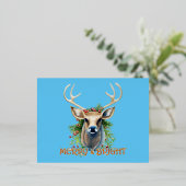 Carte Postale De Vacances En Aluminium Joyeux et rennes brillants (Debout devant)
