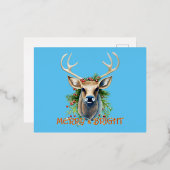 Carte Postale De Vacances En Aluminium Joyeux et rennes brillants (Recto/Verso)