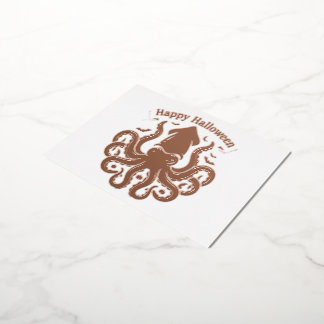 Carte Postale De Vacances En Aluminium Joyeux Halloween Calamar