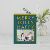 Carte Postale De Vacances En Aluminium Joyeux Jolly Happy Family Photo Christmas Green (Debout devant)