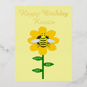 Carte Postale De Vacances En Aluminium Joyeux Jour des abeilles Anniversaire Bumblebee Pe