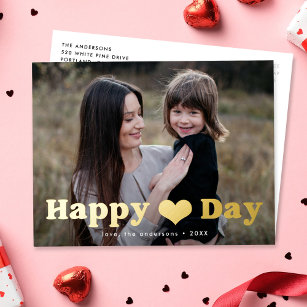 Carte Postale De Vacances En Aluminium Joyeux Jour du Coeur moderne Photo Saint Valentin 