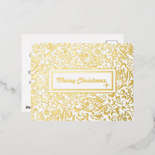 Carte Postale De Vacances En Aluminium Joyeux Noël Blanc Personnalisé.Or.