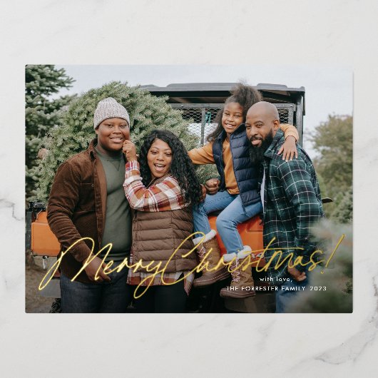 Carte Postale De Vacances En Aluminium Joyeux Noël Calligraphie écriture (Recto)