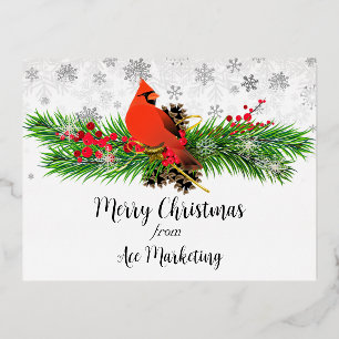 Carte Postale De Vacances En Aluminium Joyeux Noël Cardinal Entreprise 