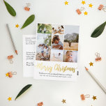 Carte Postale De Vacances En Aluminium Joyeux Noël Famille Photo Collage<br><div class="desc">Cet élégant collage de photos de famille en feuille d'or Joyeux Noël dispose d'un endroit pour vous d'ajouter vos noms, un message à l'avant et à l'arrière en belle typographie, ainsi que de la place pour vous d'ajouter votre propre montage de photos (avec espace pour sept photos). Le verso de...</div>