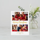 Carte Postale De Vacances En Aluminium Joyeux Noël | Gold Foil Multi Photo Grid (Debout devant)