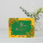 Carte Postale De Vacances En Aluminium Joyeux Noël Jaune Vert Jaune (Debout devant)