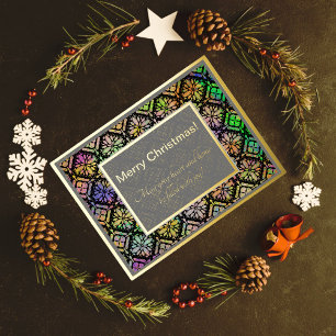 Carte Postale De Vacances En Aluminium Joyeux Noël multicolore motif gris et or