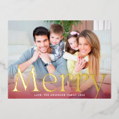 Carte Postale De Vacances En Aluminium Joyeux Noël Or photo moderne (Recto)