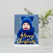 Carte Postale De Vacances En Aluminium joyeux Noël or script moderne carte de noël (Debout devant)