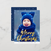 Carte Postale De Vacances En Aluminium joyeux Noël or script moderne carte de noël (Recto/Verso)